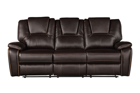 Hong Kong Power Reclining Sofa made with Faux Leather in Brown Home Elegance USA