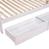 Twin over Full Wood Bunk Bed with 2 Drawers, White - Home Elegance USA