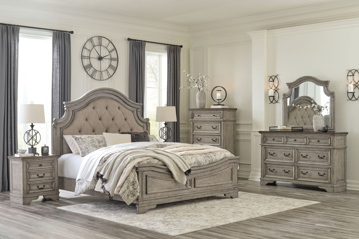 Lodenbay - Antique Gray - 5 Pc. - Dresser, Mirror, Queen Panel Bed - Home Elegance USA