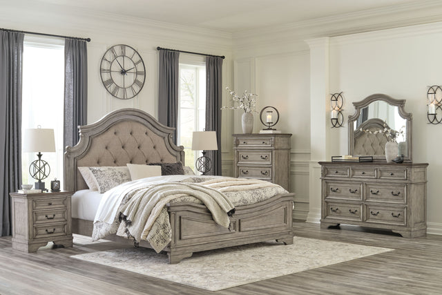 Lodenbay - Antique Gray - 5 Pc. - Dresser, Mirror, Queen Panel Bed - Home Elegance USA