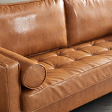 Modern Mid-Century Vegan Leather Sofa （Mocha） - Home Elegance USA