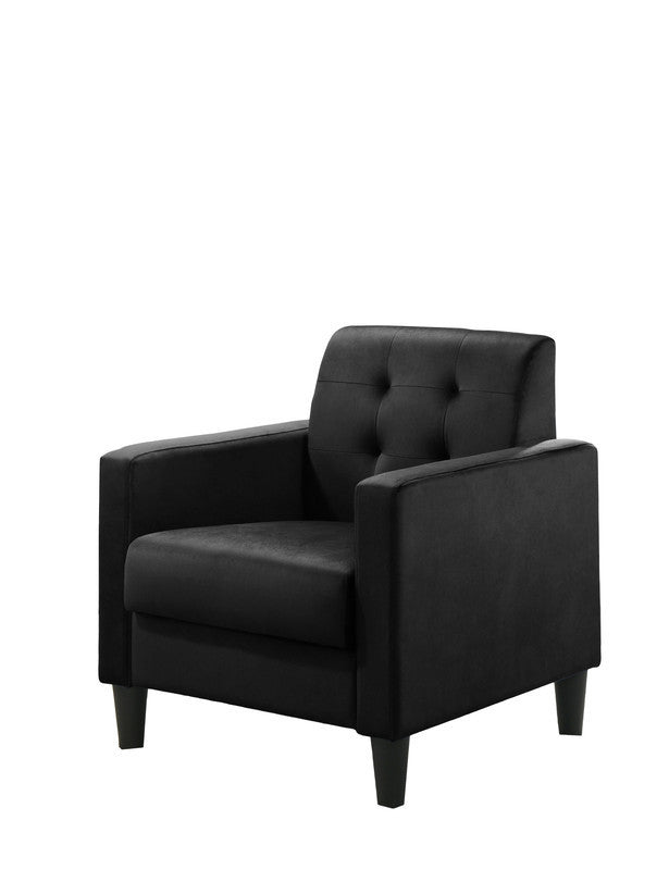Hale Black Velvet Armchairs and End Table Living Room Set - Home Elegance USA