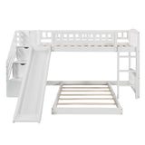 Stairway Twin over Twin Bunk Bed with Two Drawers and Slide, White(OLD SKU :LP000156AAK) - Home Elegance USA