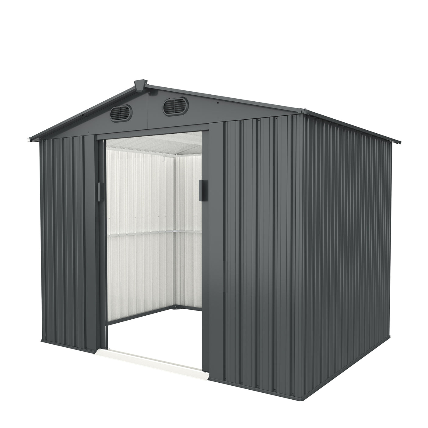 Outdoor Storage Shed, 8' X 6' Galvanized Steel Garden Shed with 4 Vents & Double Sliding Door, Utility Tool Shed Storage House for Backyard, Patio, Lawn