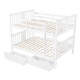 Full over Full Bunk Bed with Drawers and Ladder for Bedroom, Guest Room Furniture-White(OLD SKU :LP000205AAK) - Home Elegance USA