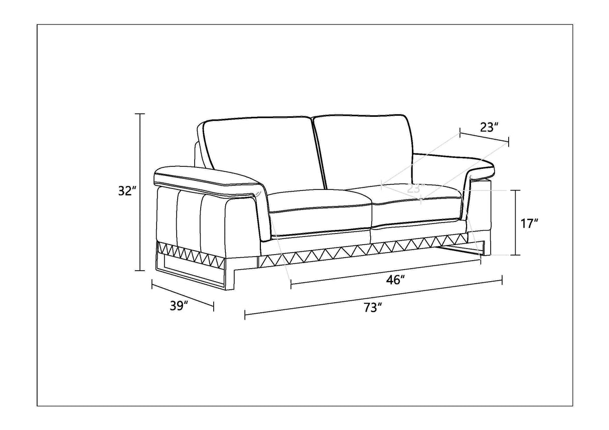 Top Grain Italian Leather Loveseat Home Elegance USA