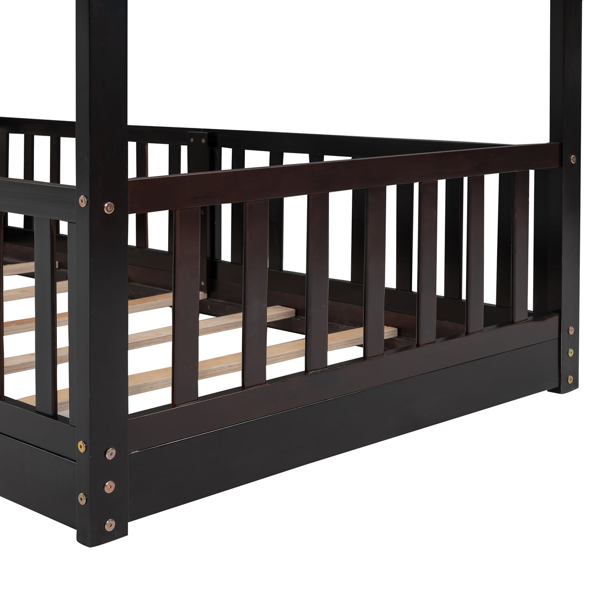 Twin Over Twin Bunk Bed with Slide and Ladder, Espresso（Old SKU:LP000009AAP） - Home Elegance USA