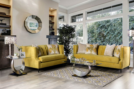 Tegan - Sofa & Loveseat - Royal Yellow / Light Tan - Home Elegance USA