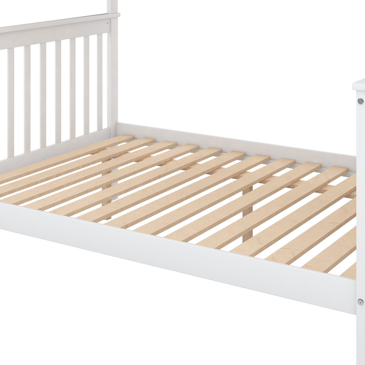 Twin over Full Bunk Bed with Trundle and Staircase,White - Home Elegance USA