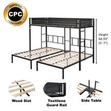 Triple twin bunk bed (Wood Slat and Textilene Guardrail) - Home Elegance USA