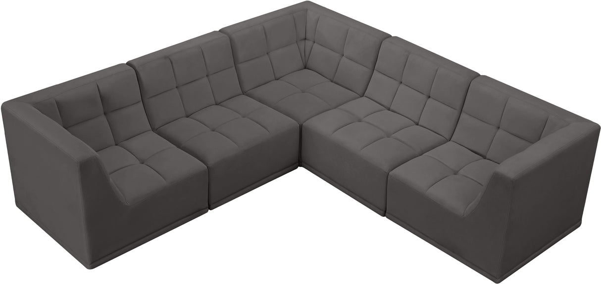 Relax - Modular Sectional 5 Piece - Gray - Modern & Contemporary - Home Elegance USA