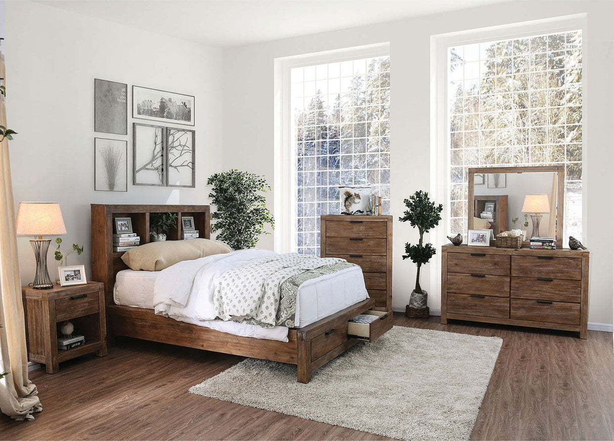 Mcallen - Queen Bed - Weathered Light Oak - Home Elegance USA