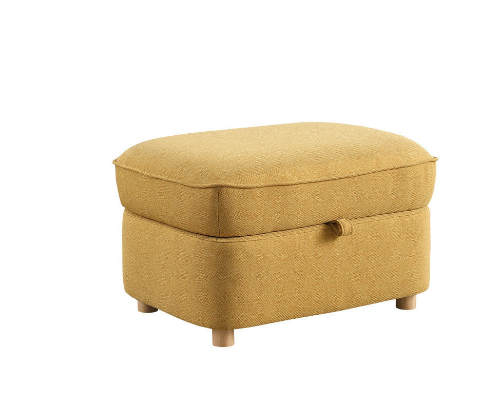 Huckleberry Yellow Linen Accent Chair with Storage Ottoman and Folding Side Table - Home Elegance USA