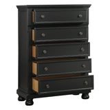 Casual Transitional Styling 1pc Chest of Drawers Black Finish Bun Feet Bedroom Furniture - Home Elegance USA