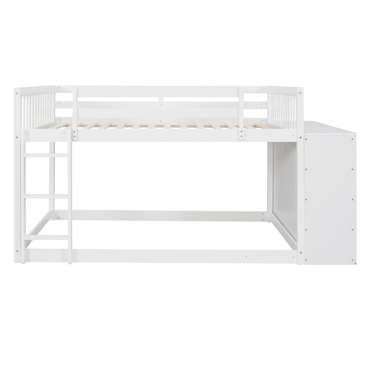 Full over Full Bunk Bed with 4 Drawers and 3 Shelves-White - Home Elegance USA