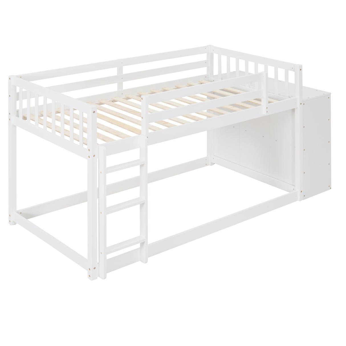 Twin over Twin Bunk Bed with 4 Drawers and 3 Shelves-White（OLD SKU: LP000067AAK） - Home Elegance USA