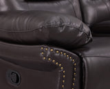 Global United  Leather Air Upholstered Reclining Sofa with Fiber Back - Home Elegance USA