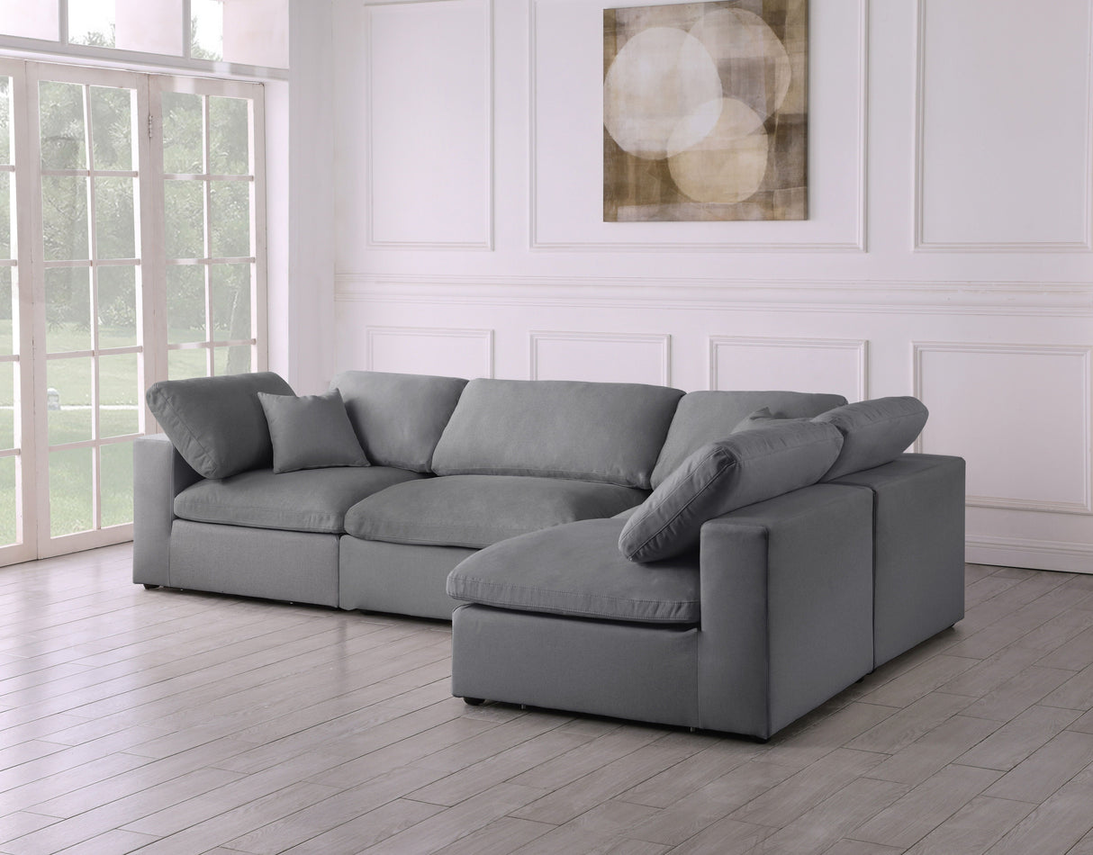 Serene - Cloud Modular Sectional 4 Piece - Grey - Fabric - Home Elegance USA