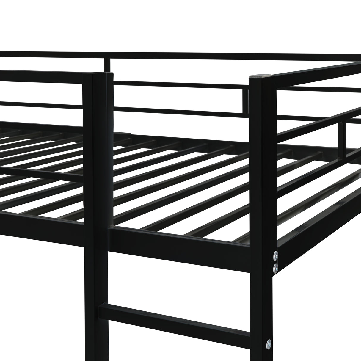 Twin Metal Loft Bed with 2 Shelves and one Desk ,BLACK(Old SKU: MF281206AAB)