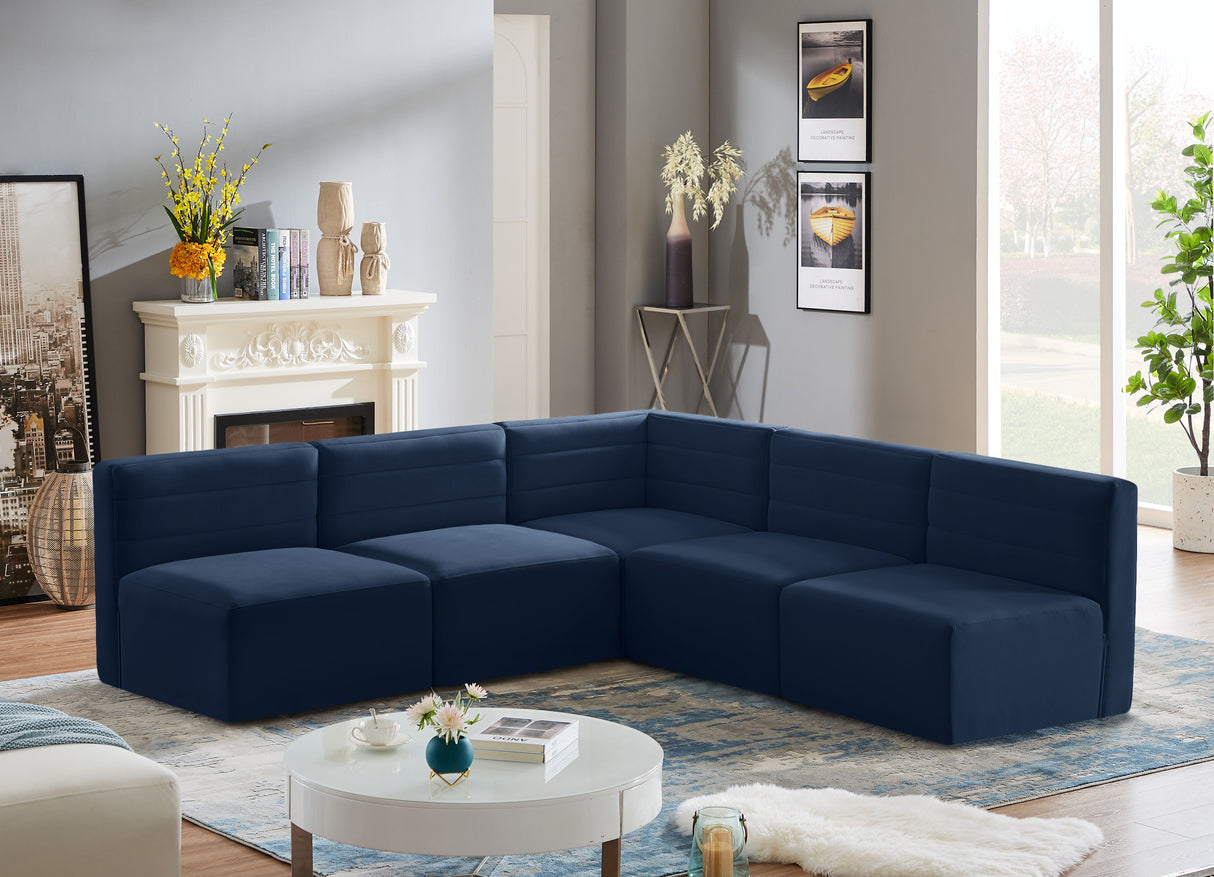 Quincy - Modular Sectional 5 Piece - Navy - Fabric - Modern & Contemporary - Home Elegance USA