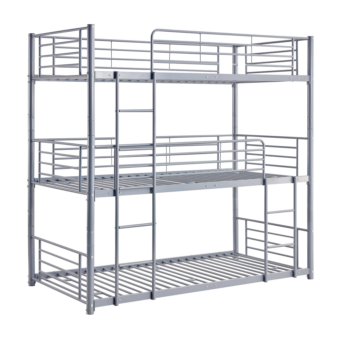 Twin-Twin-Twin Triple Bed with Built-in Ladder, Divided into Three Separate Beds,Gray(OLD SKU:LP000097AAE) - Home Elegance USA