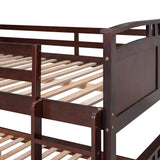 Full-Over-Full Bunk Bed with Twin size Trundle , Separable Bunk Bed for Bedroom - Espresso - Home Elegance USA