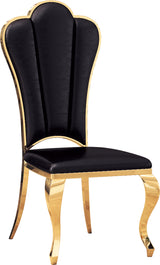 Modern Leatherette Dining Chairs Set of 2, Unique Backrest Design with Stripe Armless Chair - Home Elegance USA