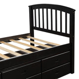 Orisfur. Twin Size Platform Storage Bed Solid Wood Bed with 6 Drawers - Home Elegance USA