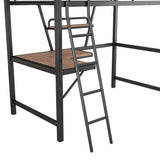 Twin Size Loft Metal&MDF Bed with Desk and Shelf, Black (Old SKU:SM001105AAB-1) - Home Elegance USA