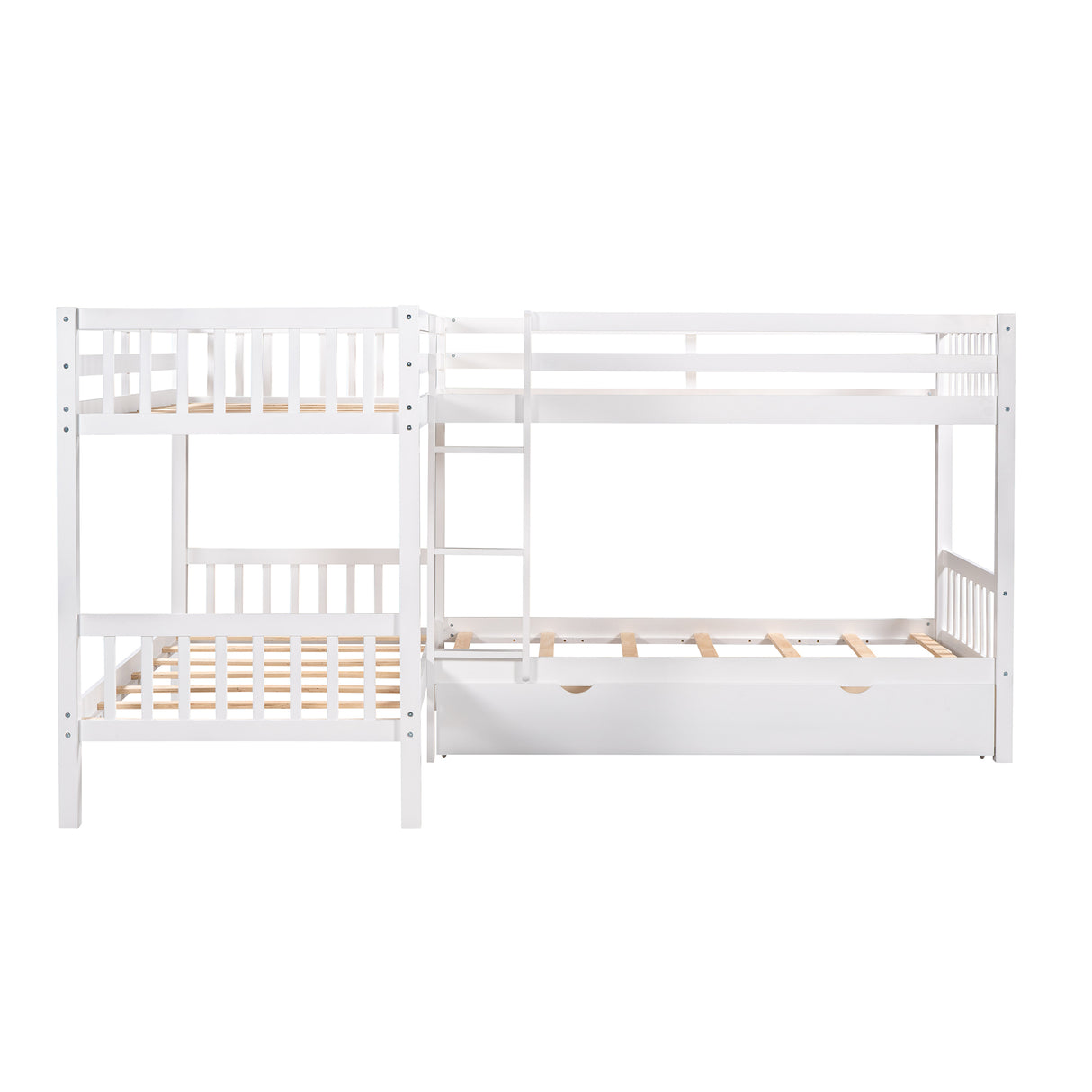 Twin L-Shaped Bunk bed with Drawers-Gray(OLD SKU :LP000038AAK) - Home Elegance USA