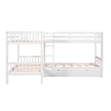 Twin L-Shaped Bunk bed with Drawers-Gray(OLD SKU :LP000038AAK) - Home Elegance USA