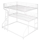 Full XL over Twin XL over Queen Size Triple Bunk Bed with Long and Short Ladder,White - Home Elegance USA