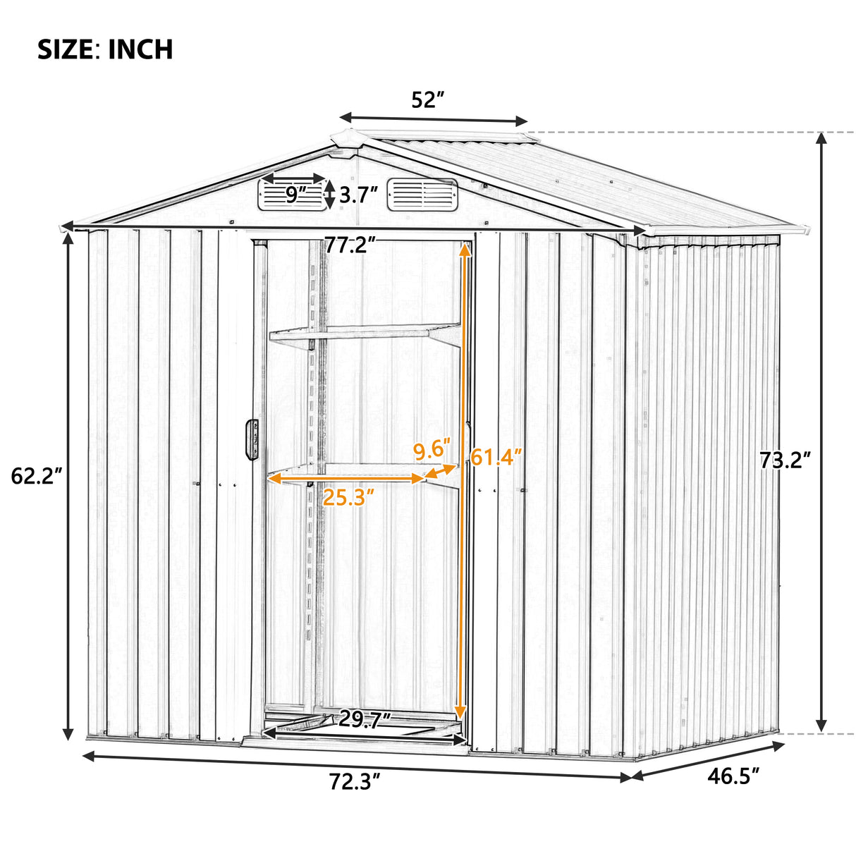 TOPMAX Patio 6ft x4ft Bike Shed Garden Shed, Metal Storage Shed with Adjustable Shelf and Lockable Door, Tool Cabinet with Vents and Foundation for Backyard, Lawn, Garden, Brown