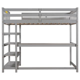 Twin Size Loft Bed with Storage Shelves and Under-bed Desk, Gray(OLD SKU:SM000245AAE-1) - Home Elegance USA