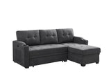 Mabel Dark Gray Woven Fabric Sleeper Sectional with cupholder, USB charging port and pocket - Home Elegance USA