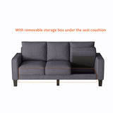 Modern Living Room Furniture L Shape Sofa with Ottoman in Dark Grey Fabric Home Elegance USA