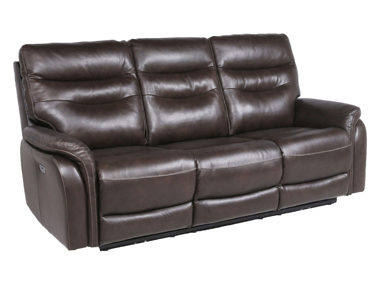 Top-Grain Leather Motion Sofa in Coffee - Contemporary Style, Reclining Footrests, USB Port Home Elegance USA