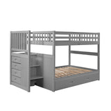 Full over Full Bunk Bed with Twin Size Trundle,Gray ( old sku: LP000026AAE ) - Home Elegance USA