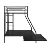 Twin over Full Bed with Sturdy Steel Frame, Bunk Bed with Twin Size Trundle, Two-Side Ladders, Black - Home Elegance USA