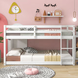 Twin over Twin Floor Bunk Bed, White(Old Sku:W50430320) - Home Elegance USA