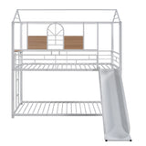 Twin Over Twin Metal Bunk Bed ,Metal Housebed With Slide,Three Colors Available.(White with White  Slide)(OLD SKU :LP000095AAK) - Home Elegance USA