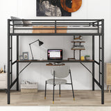 Loft Bed with Desk and Shelf , Space Saving Design,Full,Black (OLD SKU:MF285665AAB) - Home Elegance USA