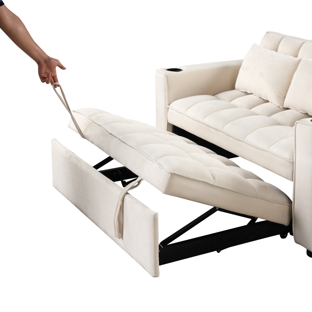 55.3" 4 - 1 Multi - functional Sofa Bed with Cup Holder and USB Port for Living Room or Apartments Milky White - SG000830AAA - image - 18