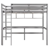 Twin Size Loft Bed with Convenient Desk, Shelves, and Ladder, White(Similar SKU:SM001302AAE) - Home Elegance USA