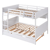 Full-Over-Full Bunk Bed with Twin size Trundle , Separable Bunk Bed with Bookshelf for Bedroom-White - Home Elegance USA