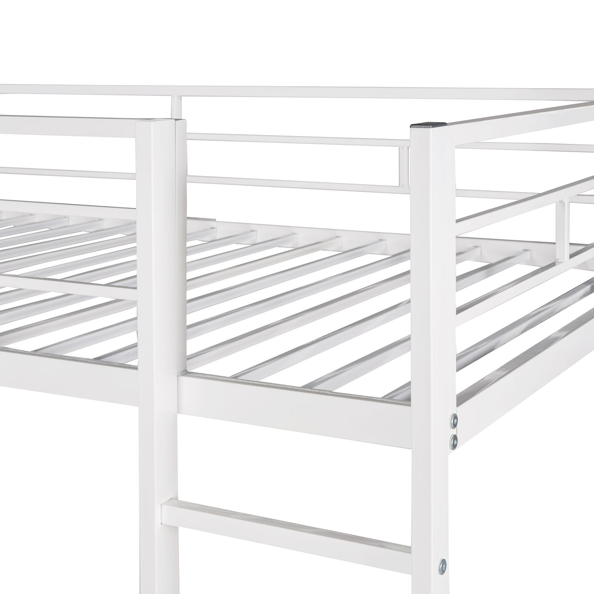 Twin Metal Loft Bed with 2 Shelves and one Desk ,WHITE(Old SKU: MF281206AAK)