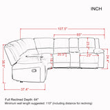 Sectional Manual Reclining Sofa GREY PU（W223S00029、W223S00070。Size difference, See Details in page.） - Home Elegance USA