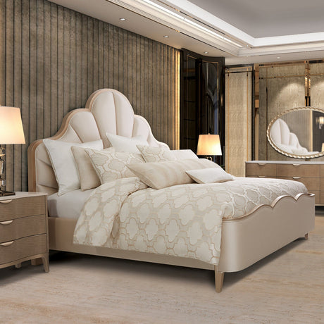 Michael Amini Malibu Crest Scalloped Panel Bed - Home Elegance USA