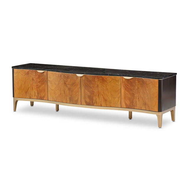 Michael Amini Malibu Crest Crotch Mahogany Tv Console Media Cabinet - Home Elegance USA