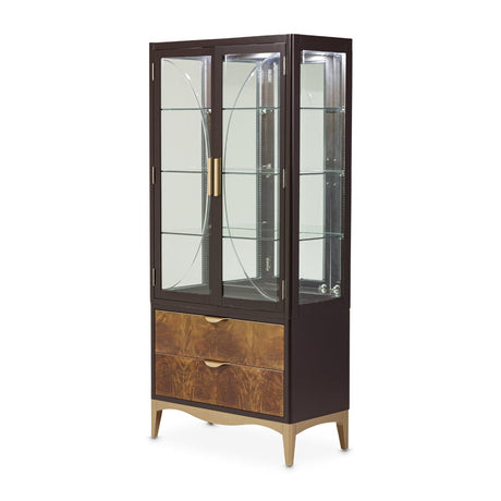 Michael Amini Malibu Crest Crotch Mahogany Display Cabinet - Home Elegance USA